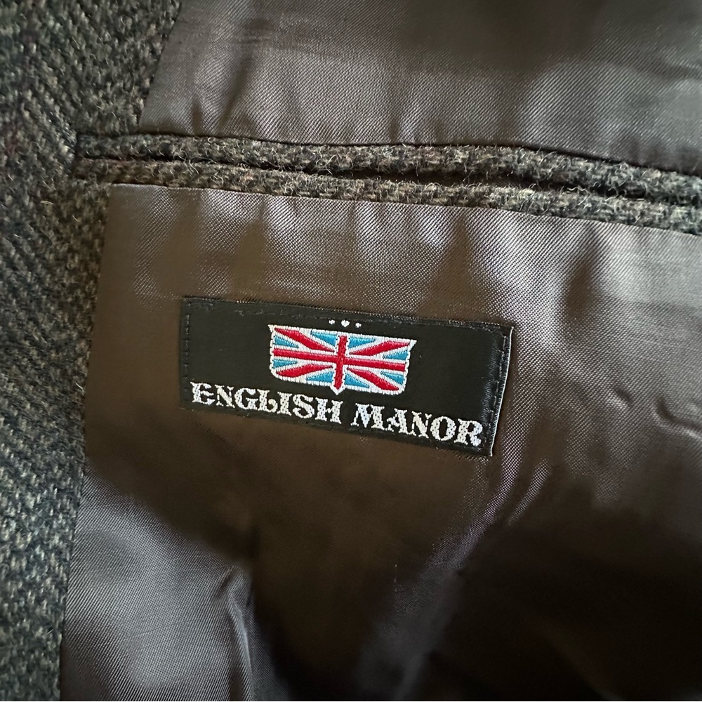 English Manor Blazer Mens 46 Herringbone Tweed Sport Coat Equestrian Heritage - Picture 12 of 13